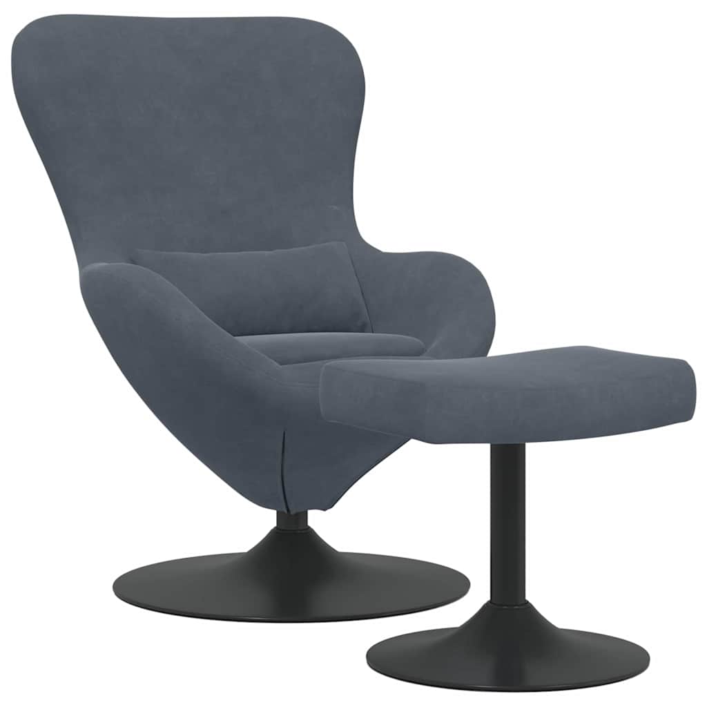 Æg Stol med Fodskammel Mørkegrå 63 x 73 x 90 cm Fløjl