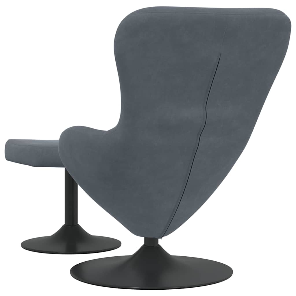 Æg Stol med Fodskammel Mørkegrå 63 x 73 x 90 cm Fløjl