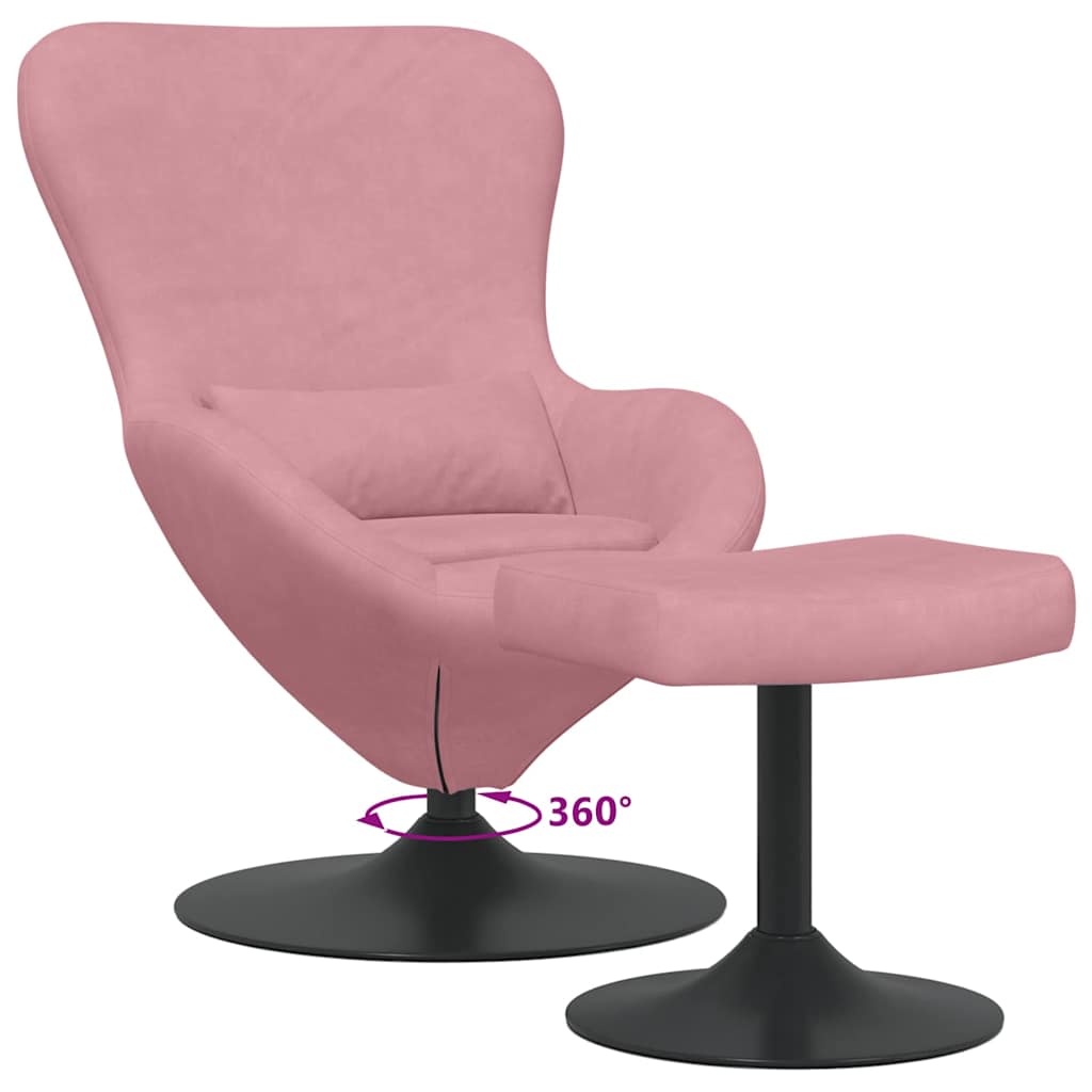 Æg Stol med Fodskammel Lyserød 63 x 73 x 90 cm Fløjl
