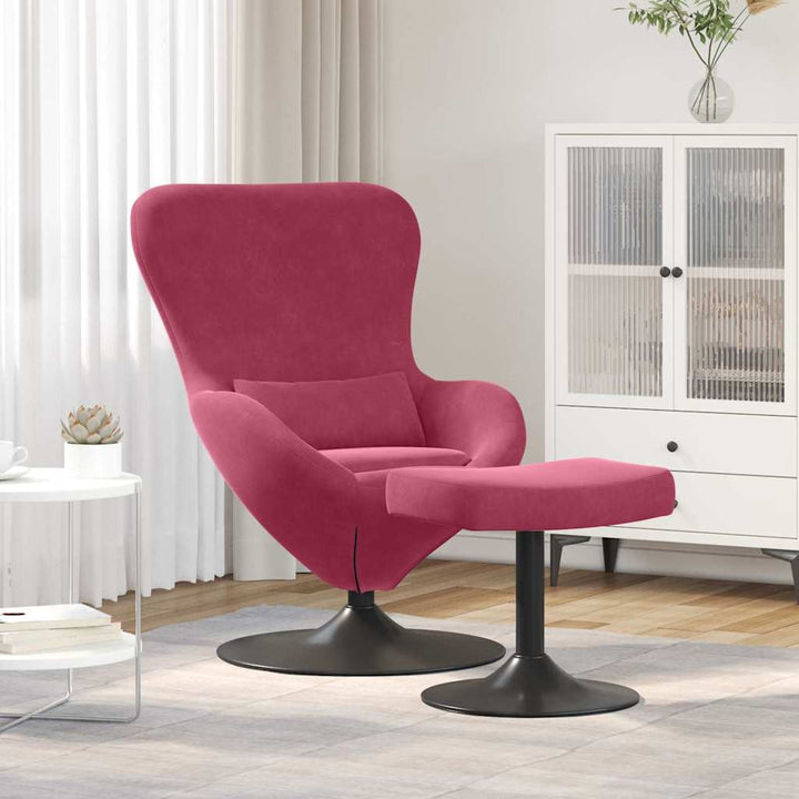 Æg Stol med Fodskammel Vinrød 63 x 73 x 90 cm Fløjl