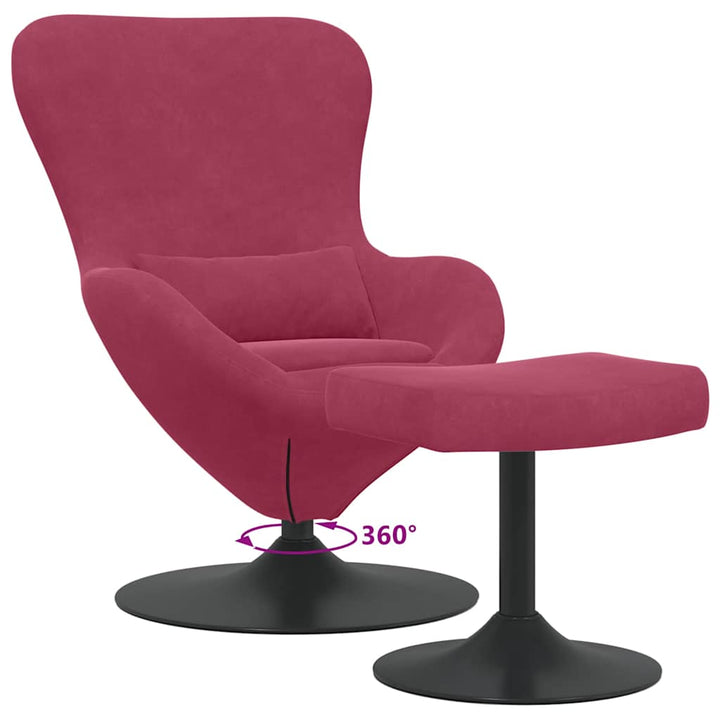 Æg Stol med Fodskammel Vinrød 63 x 73 x 90 cm Fløjl