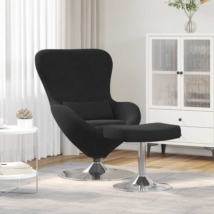 Æg Stol med Fodskammel Sort 63 x 73 x 90 cm Fløjl