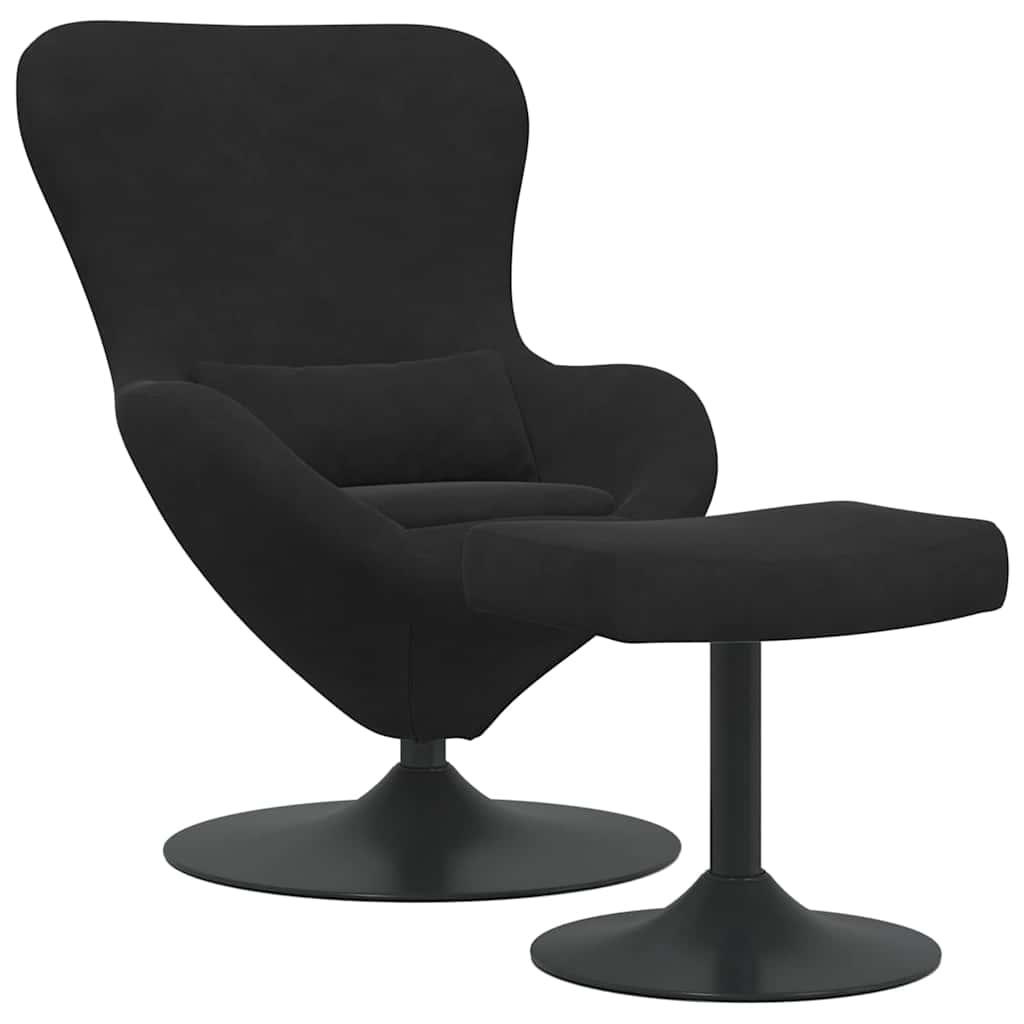 Æg Stol med Fodskammel Sort 63 x 73 x 90 cm Fløjl