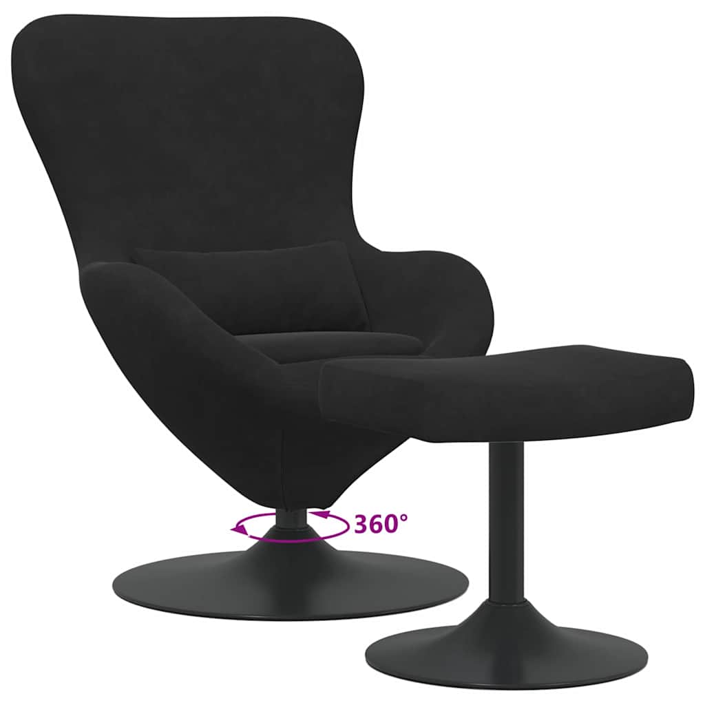 Æg Stol med Fodskammel Sort 63 x 73 x 90 cm Fløjl