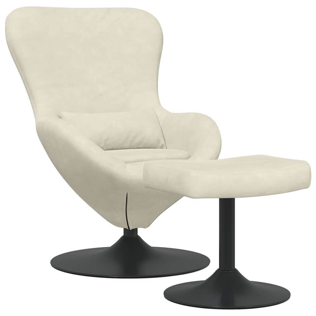 Æg Stol med Fodskammel Creme 63 x 73 x 90 cm Fløjl