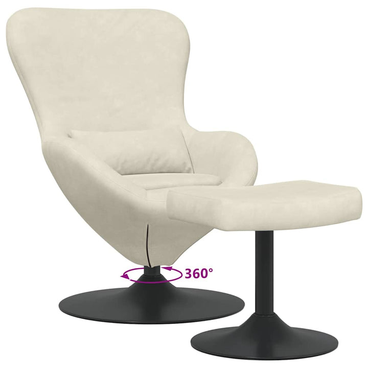 Æg Stol med Fodskammel Creme 63 x 73 x 90 cm Fløjl