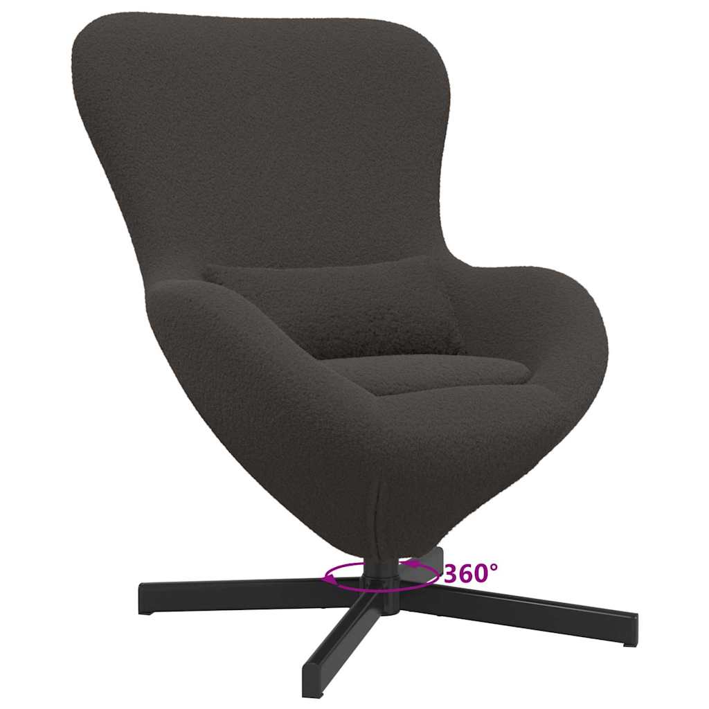 Æggestol Mørkegrå 63 x 73 x 90 cm Krøllet Uld-lignende Stof