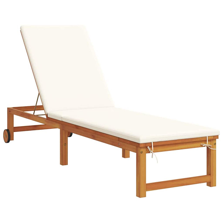 Solstol med pude Brun 53 x 202 x 89cm Massivt akacietræ