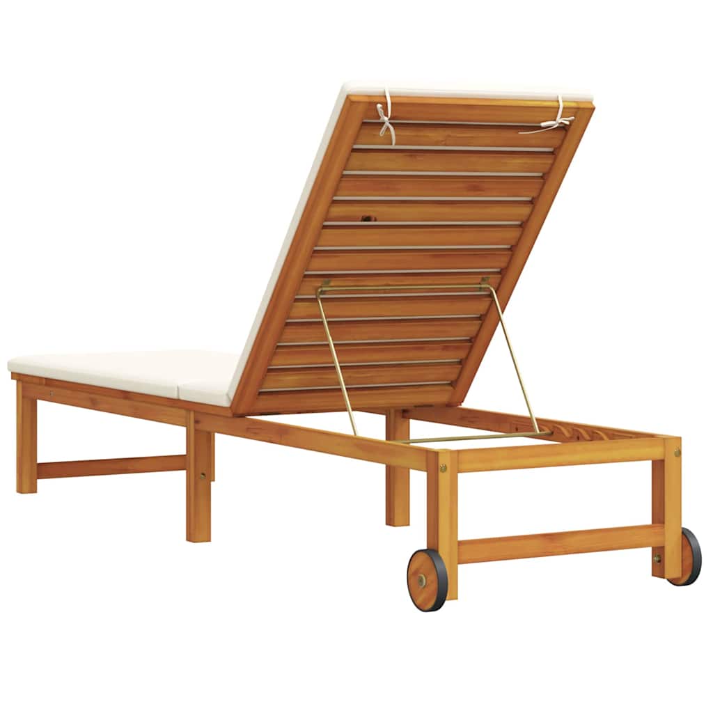 Solstol med pude Brun 53 x 202 x 89cm Massivt akacietræ