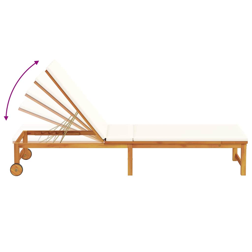 Solstol med pude Brun 53 x 202 x 89cm Massivt akacietræ