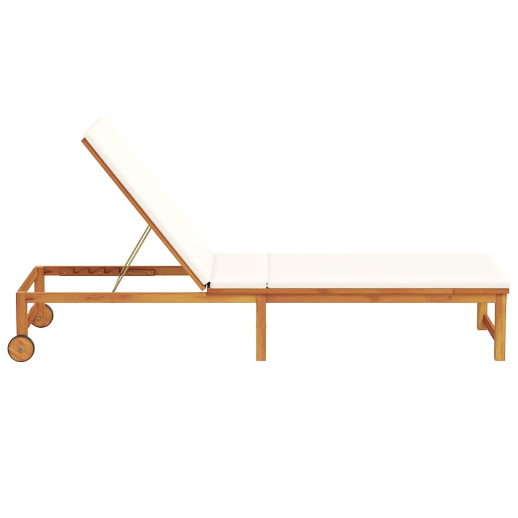 Solstol med pude Brun 53 x 202 x 89cm Massivt akacietræ