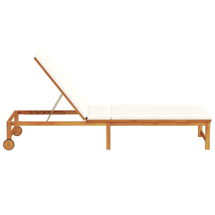 Solstol med pude Brun 53 x 202 x 89cm Massivt akacietræ