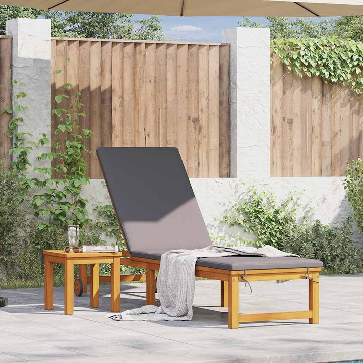 Solstol med pude Brun 53 x 202 x 89cm Massivt akacietræ