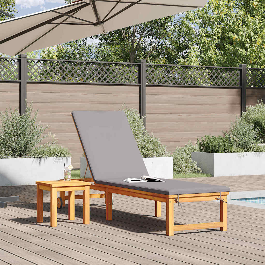 Solstol med pude Brun 53 x 202 x 89cm Massivt akacietræ