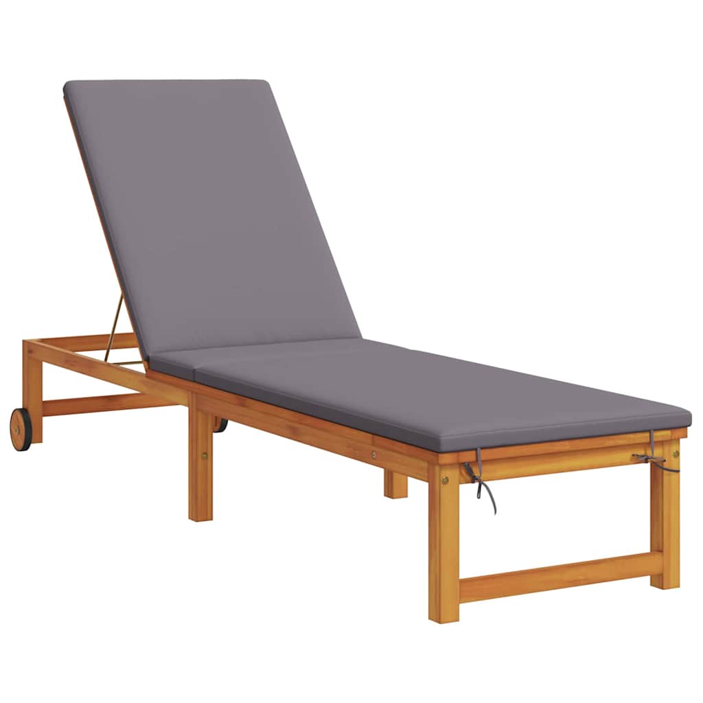 Solstol med pude Brun 53 x 202 x 89cm Massivt akacietræ