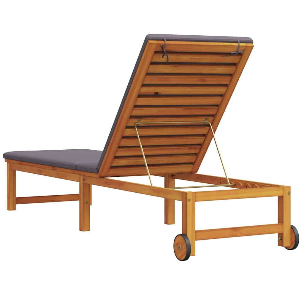 Solstol med pude Brun 53 x 202 x 89cm Massivt akacietræ