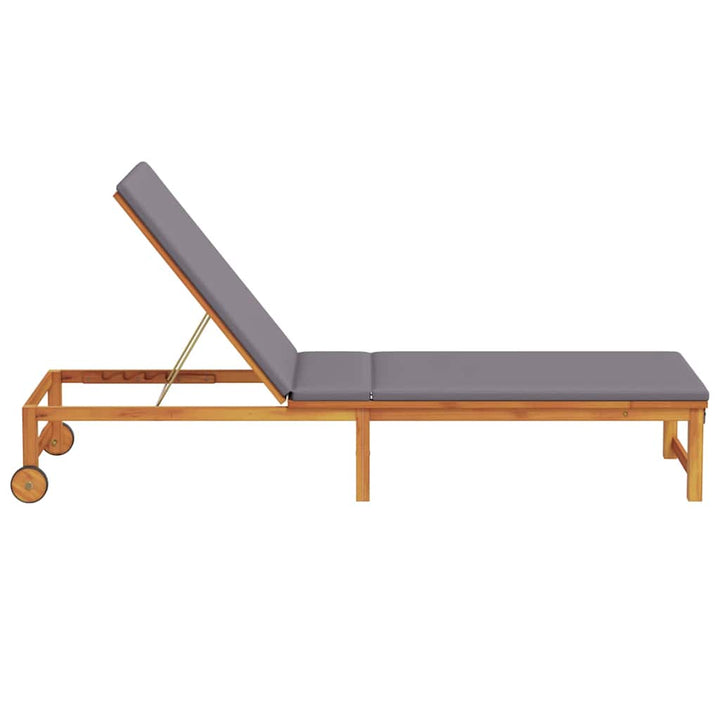 Solstol med pude Brun 53 x 202 x 89cm Massivt akacietræ