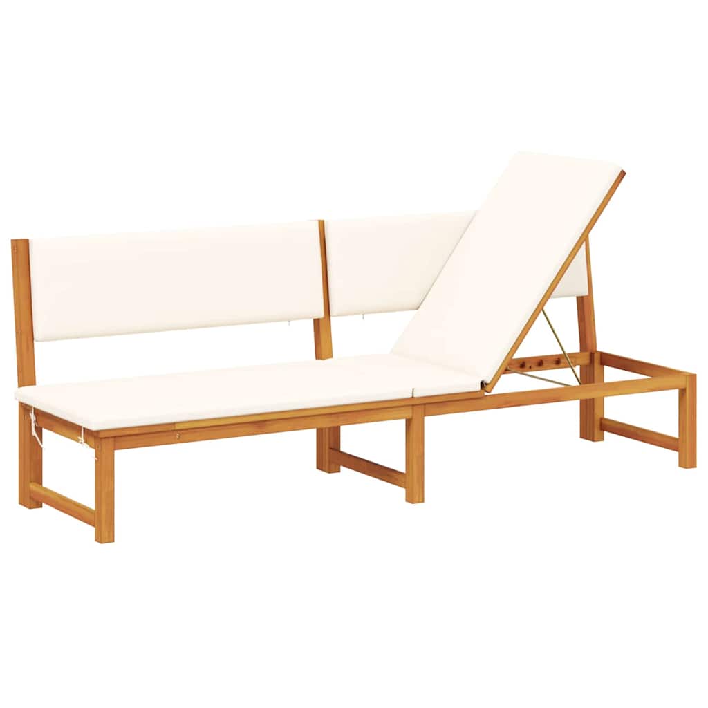 Solstol med pude Brun 200 x 57 x 75 cm Massivt akacietræ