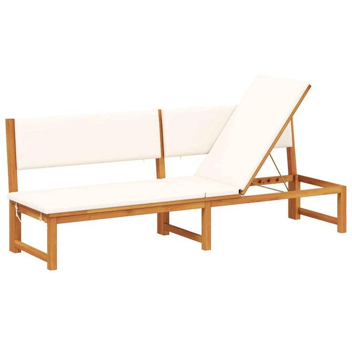 Solstol med pude Brun 200 x 57 x 75 cm Massivt akacietræ