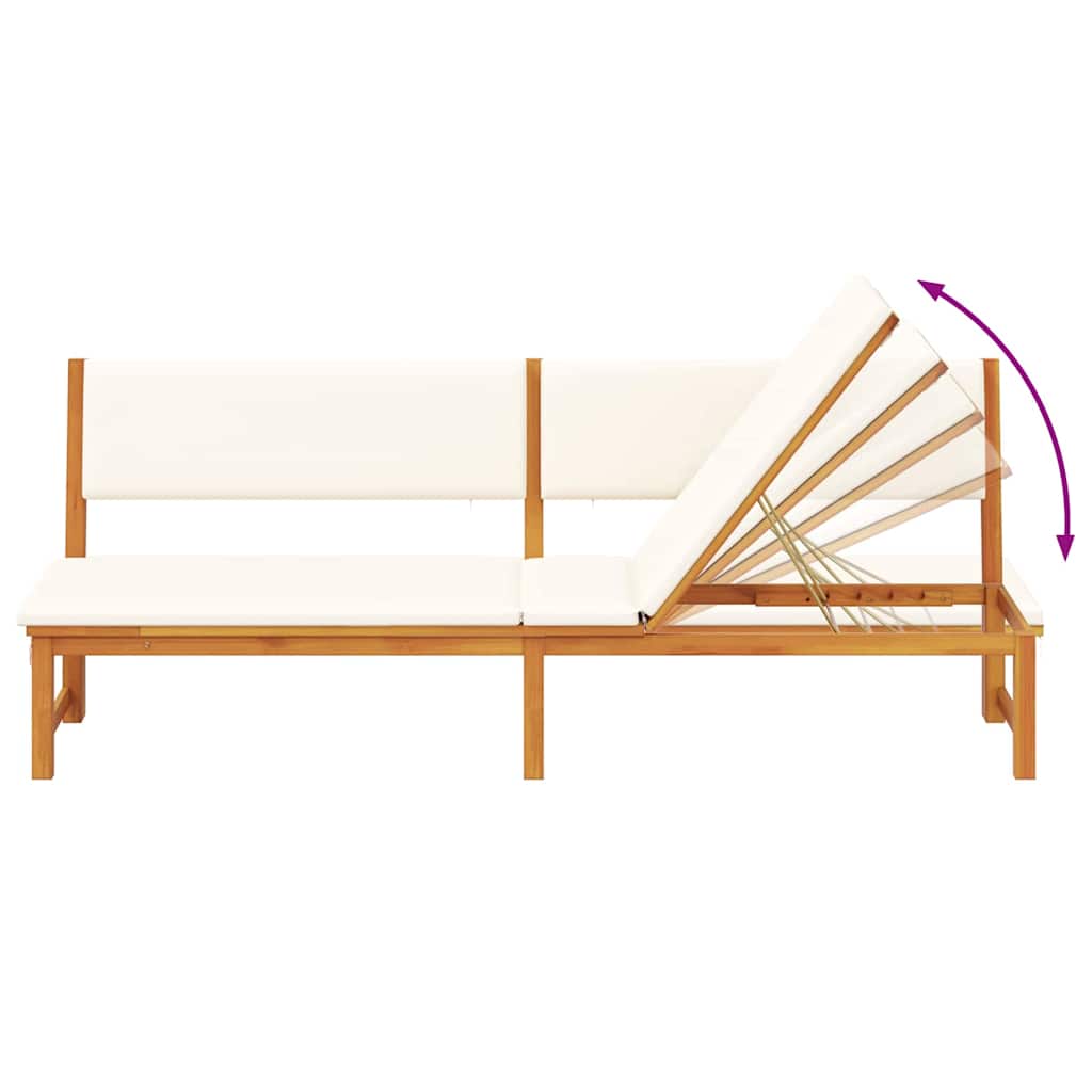 Solstol med pude Brun 200 x 57 x 75 cm Massivt akacietræ