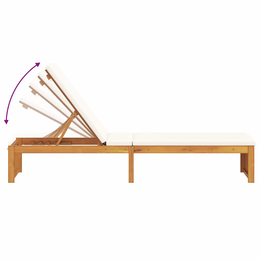 Solstol med pude Brun 200 x 55 x 94cm Massivt akacietræ
