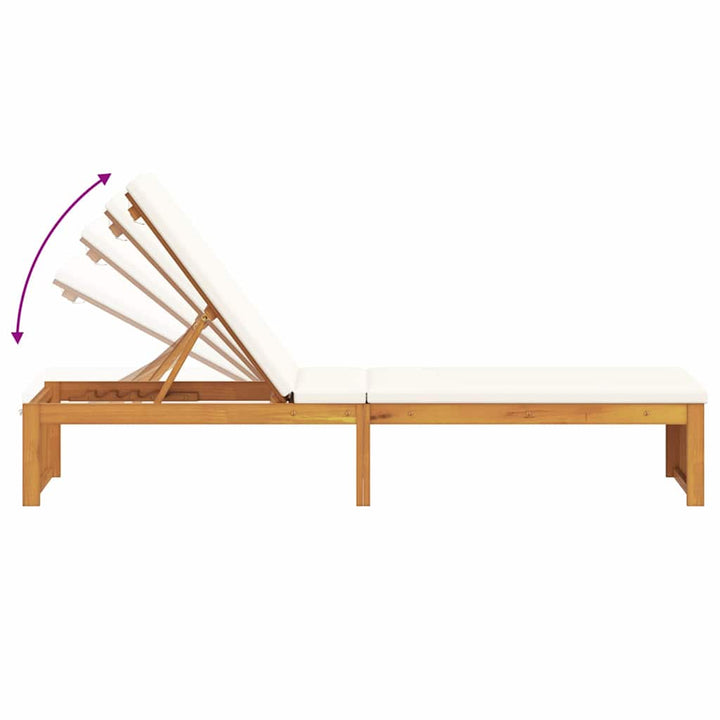 Solstol med pude Brun 200 x 55 x 94cm Massivt akacietræ