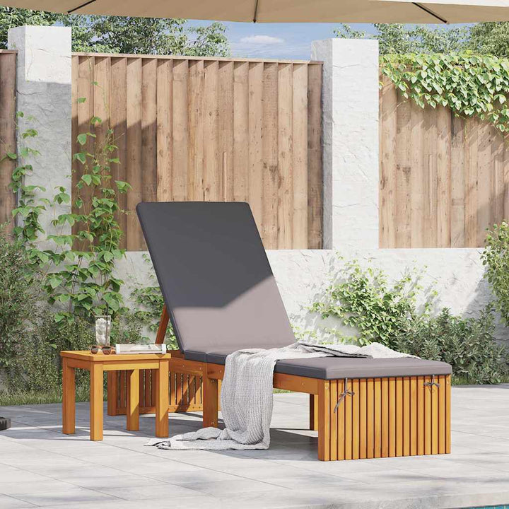 Solstol med pude Brun 200 x 55 x 94cm Massivt akacietræ