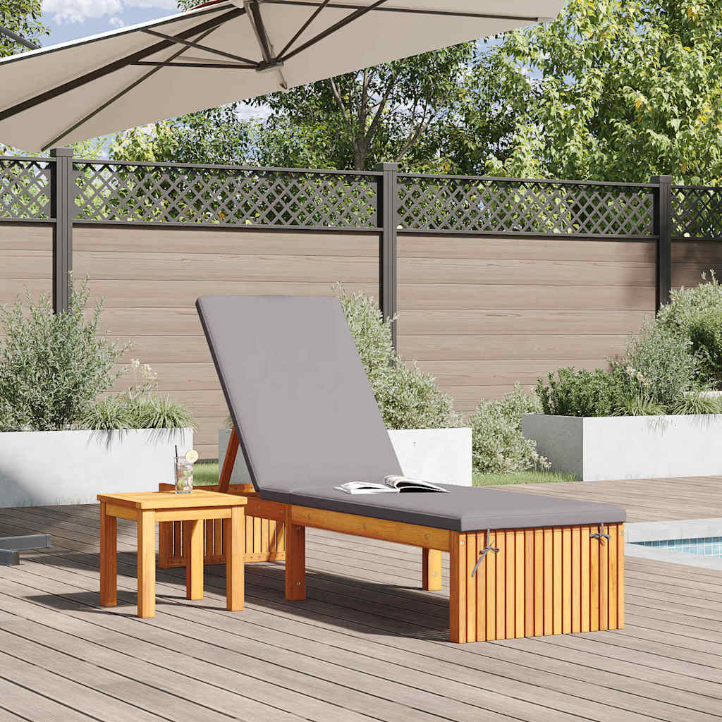 Solstol med pude Brun 200 x 55 x 94cm Massivt akacietræ