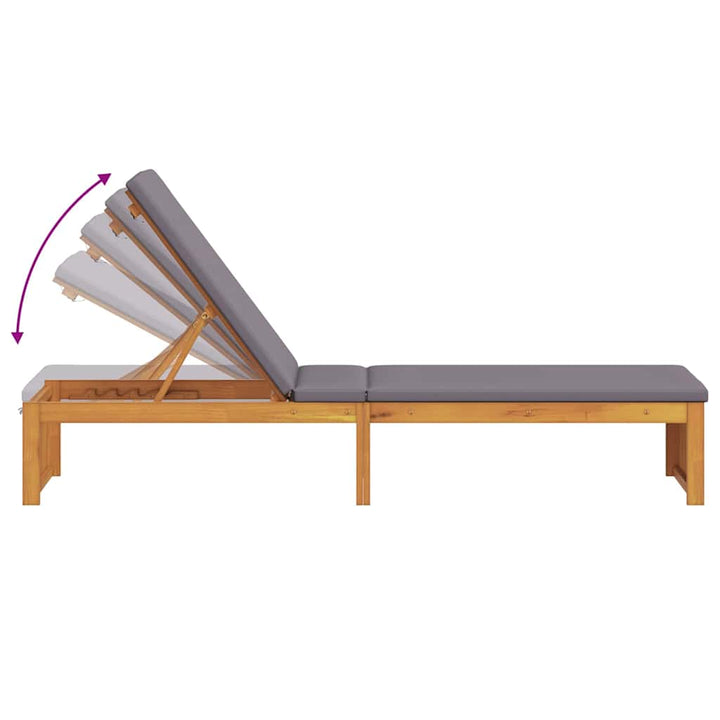 Solstol med pude Brun 200 x 55 x 94cm Massivt akacietræ