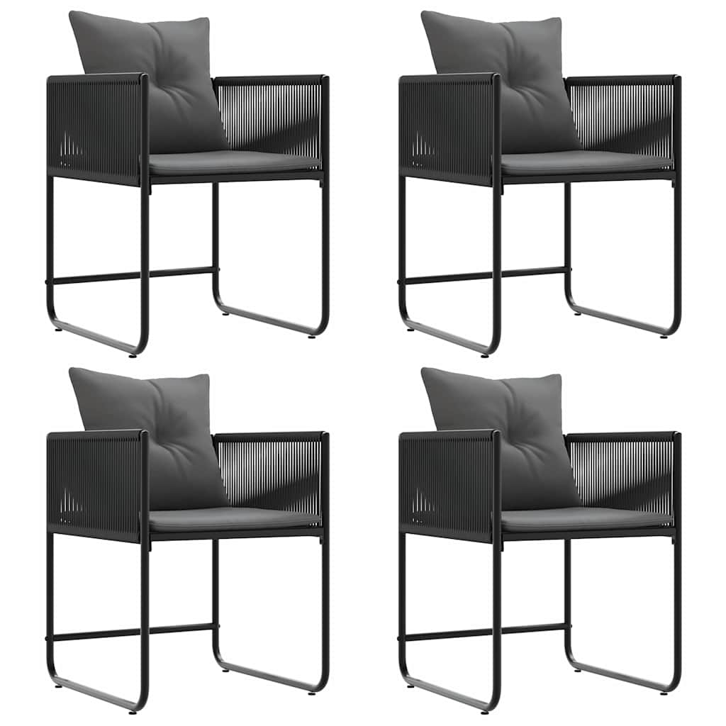 Havestole 4 pcs Sort og antracit 50.5 x 53.5 x 63.5 cm