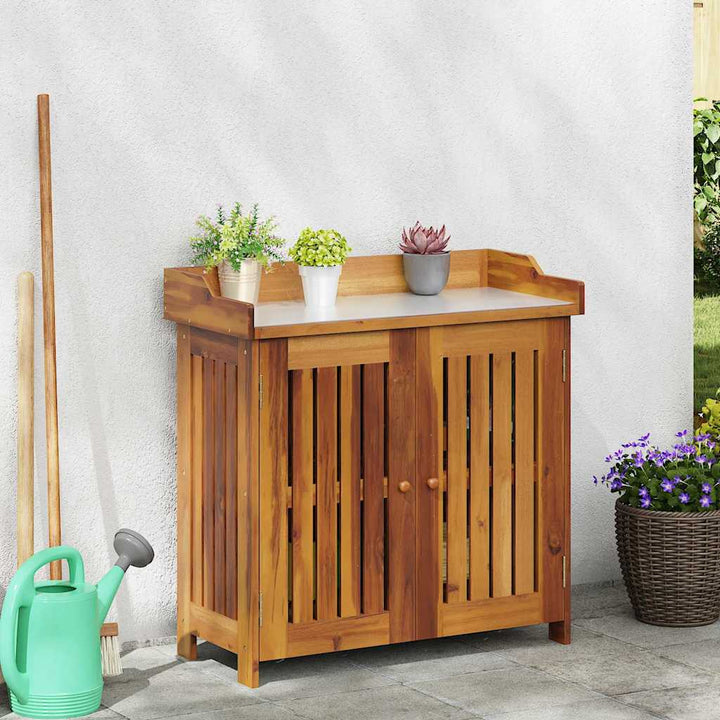 Havekabinet med opbevaring med dør Brun 78 x 36.5 x 78cm