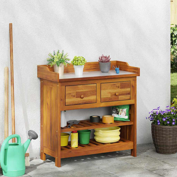 Havekabinet med skuffe med hylde Brun 78 x 36.5 x 78cm