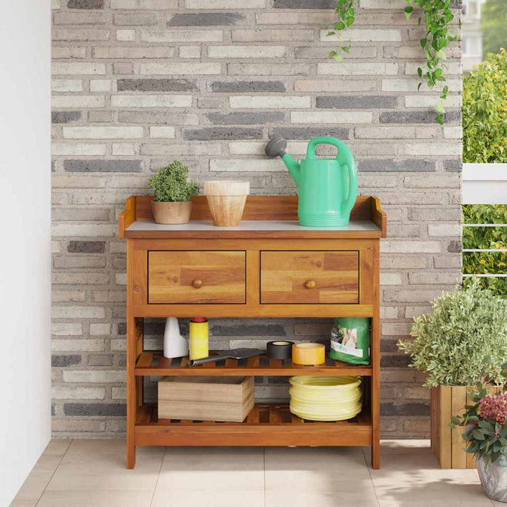 Havekabinet med skuffe med hylde Brun 78 x 36.5 x 78cm