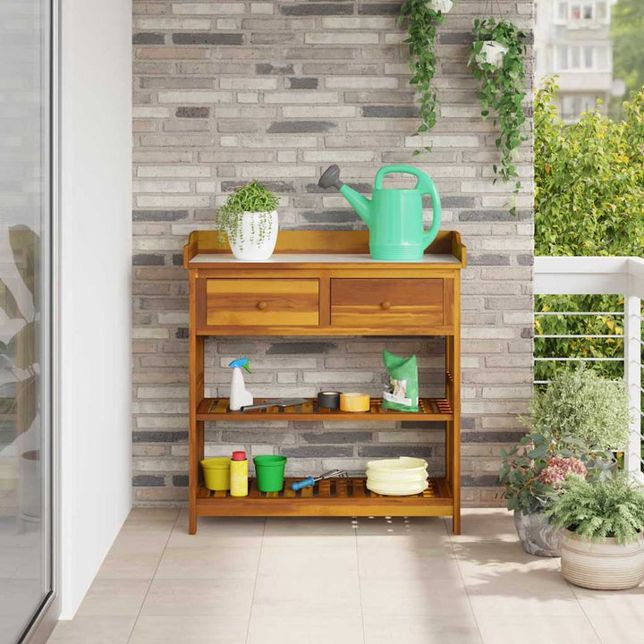 Havekabinet med skuffe med hylde Brun 93 x 41.5 x 98cm