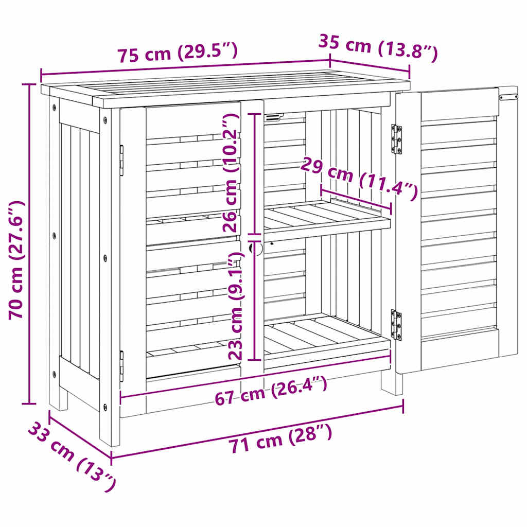 Havekabinet med opbevaring med dør Brun 75 x 35 x 70cm
