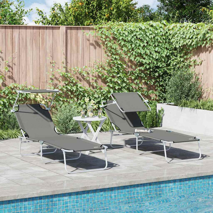Solstol 2-person 2 pcs Grå 58 x 188 x 77cm Stof
