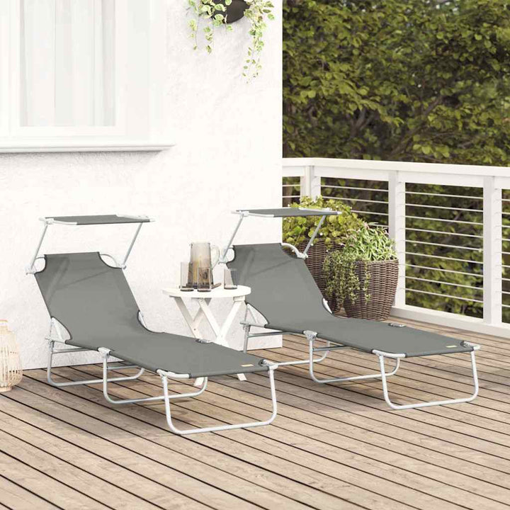 Solstol 2-person 2 pcs Grå 58 x 188 x 77cm Stof