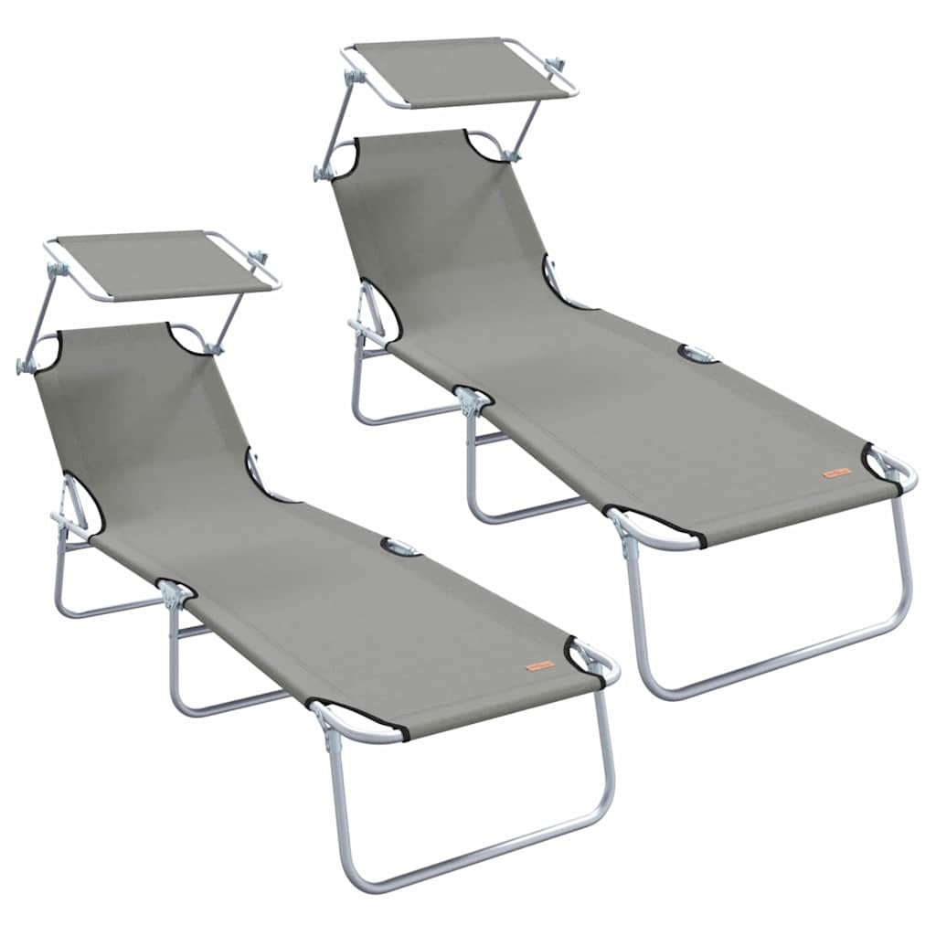 Solstol 2-person 2 pcs Grå 58 x 188 x 77cm Stof