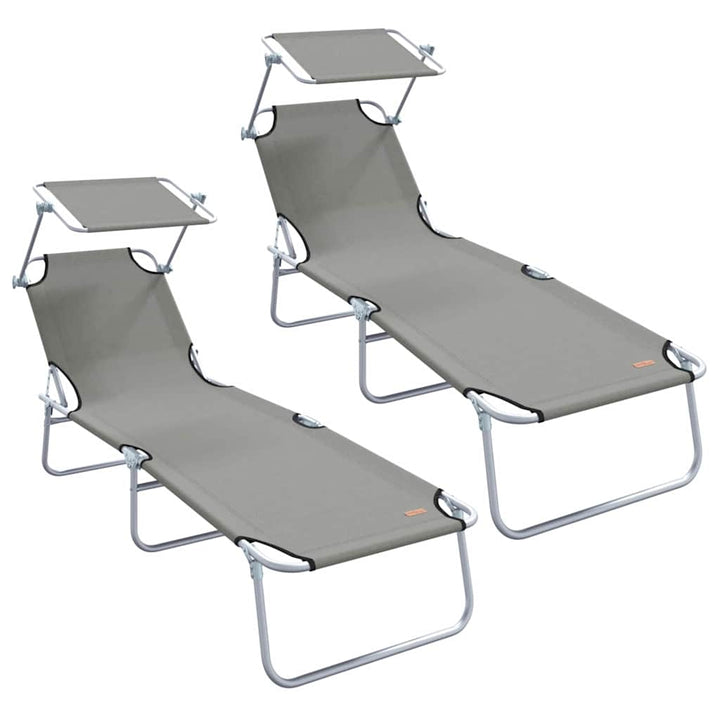 Solstol 2-person 2 pcs Grå 58 x 188 x 77cm Stof