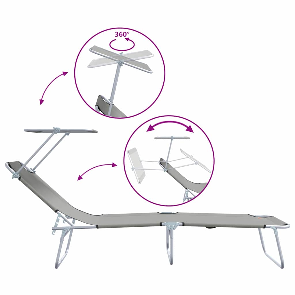 Solstol 2-person 2 pcs Grå 58 x 188 x 77cm Stof