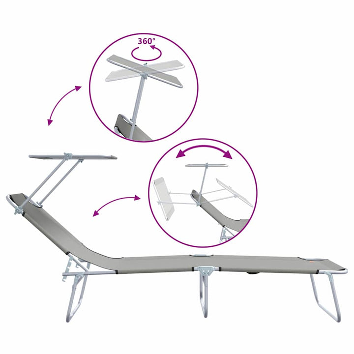 Solstol 2-person 2 pcs Grå 58 x 188 x 77cm Stof