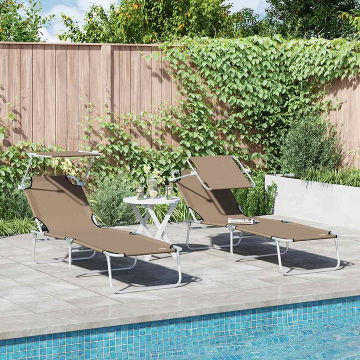 Solstol 2-person 2 pcs Gråbrun 58 x 188 x 77cm Stof