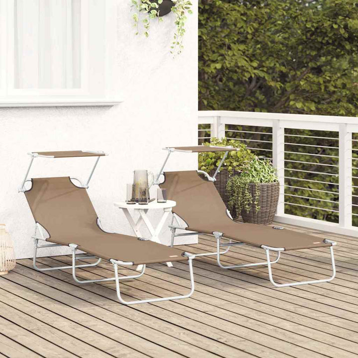 Solstol 2-person 2 pcs Gråbrun 58 x 188 x 77cm Stof