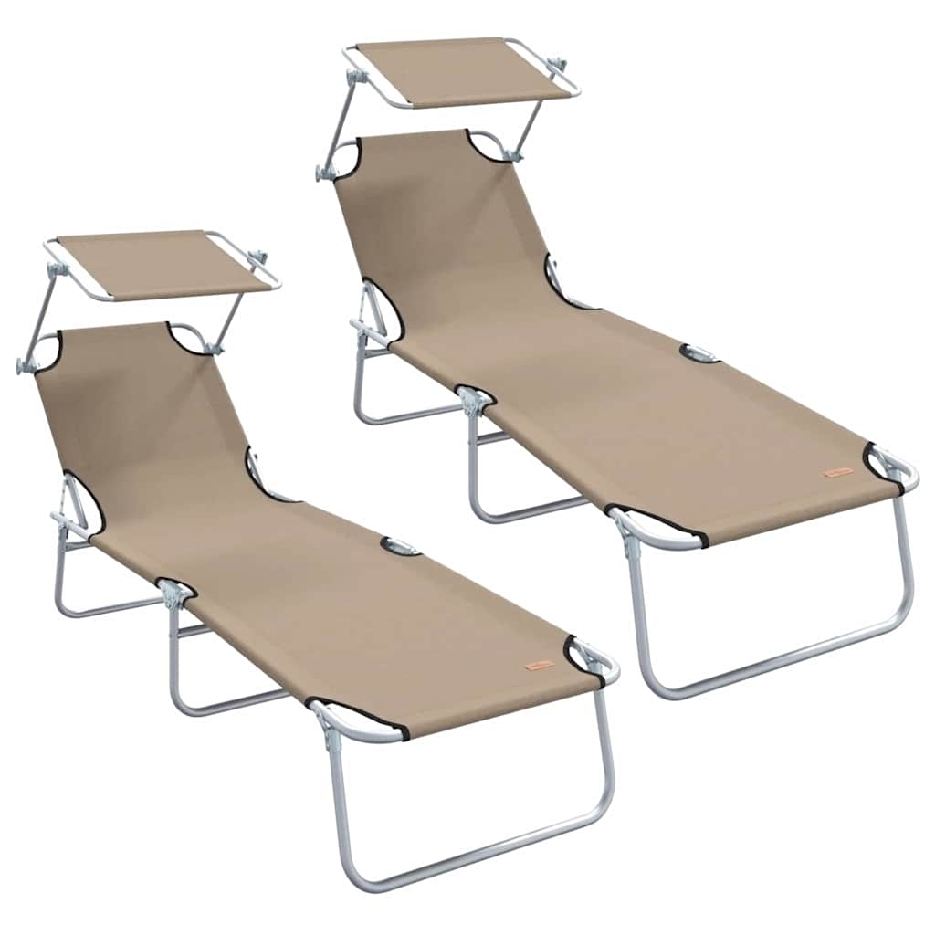 Solstol 2-person 2 pcs Gråbrun 58 x 188 x 77cm Stof