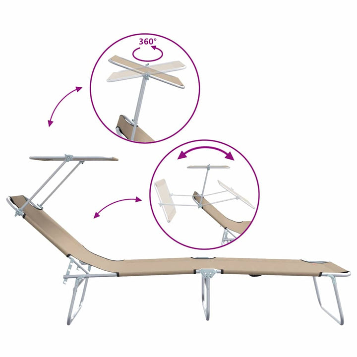 Solstol 2-person 2 pcs Gråbrun 58 x 188 x 77cm Stof