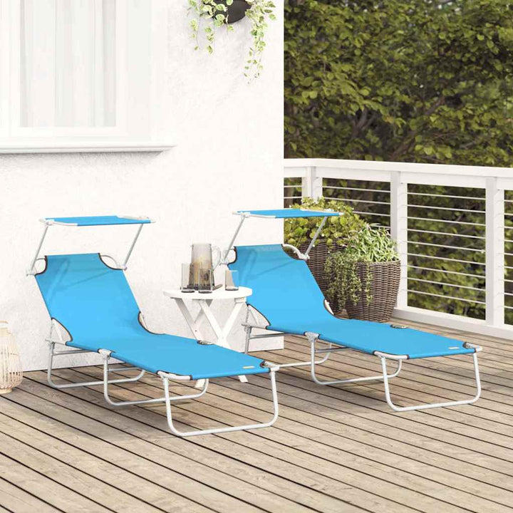 Solstol 2-person 2 pcs Blå 58 x 188 x 77cm Stof