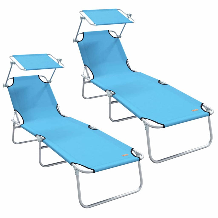 Solstol 2-person 2 pcs Blå 58 x 188 x 77cm Stof