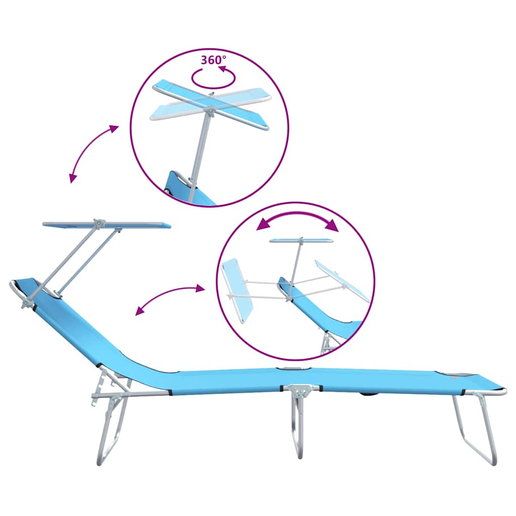 Solstol 2-person 2 pcs Blå 58 x 188 x 77cm Stof