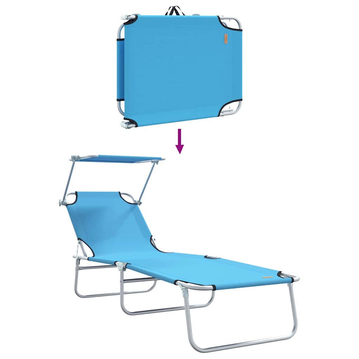 Solstol 2-person 2 pcs Blå 58 x 188 x 77cm Stof
