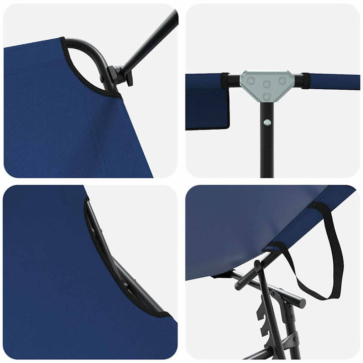 Foldestol med pude 2-person 2 pcs Blå 56 x 190 x 81cm Stof